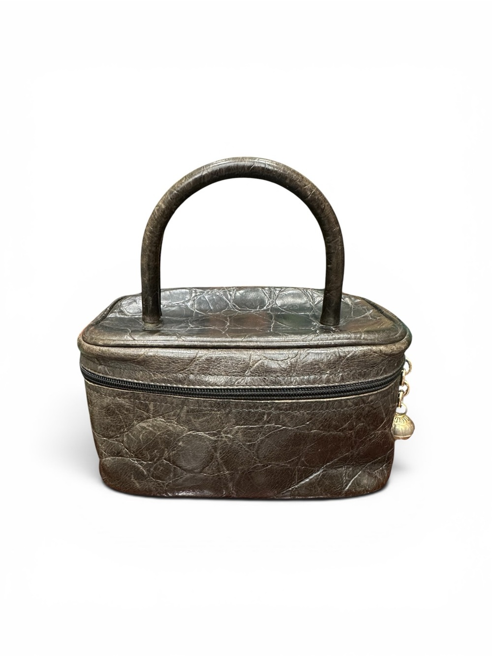 Vintage Bally Brown Leather Vanity Case Train Case Paisley Lining Italy